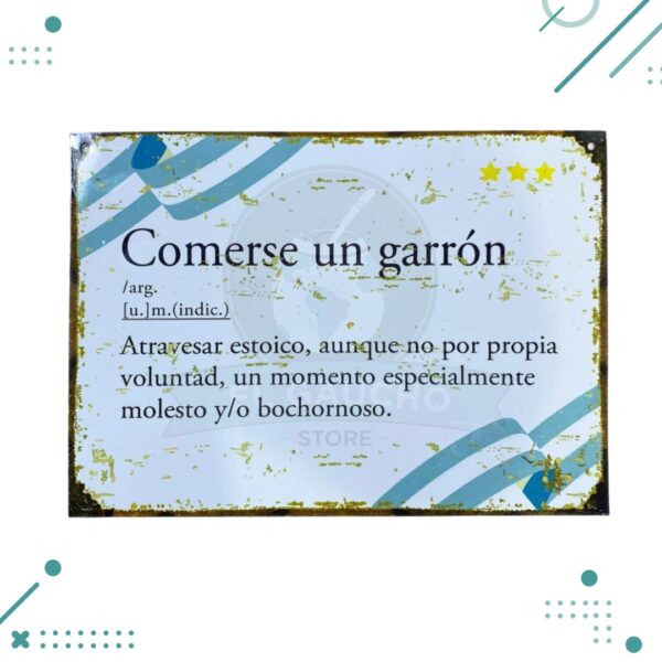 Cartel Chapa "Comerse un Garrón" Significado (20x28cm)