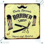 Cartel Chapa "Barber Shop" (20x20cm)