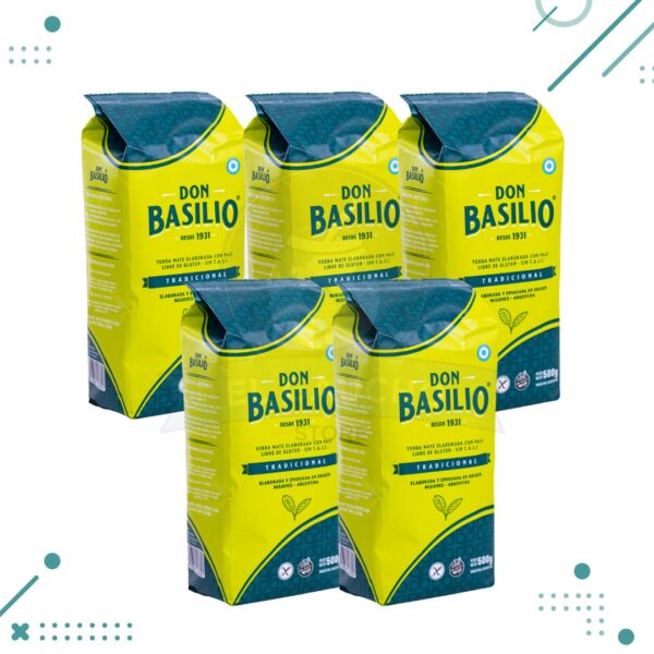 DON BASILIO yerba mate tradicional 500gr (pack x 5un.) 2,5 kg