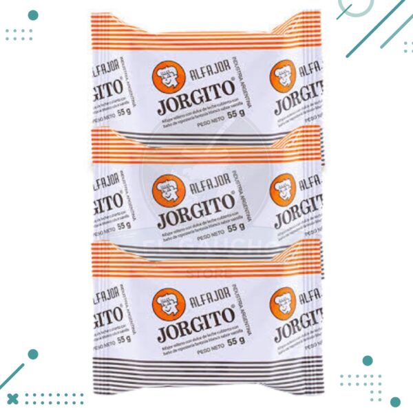 Alfajor Jorgito BLANCO, relleno de Dulce de Leche (55gr)(Pack 3u)(165gr)