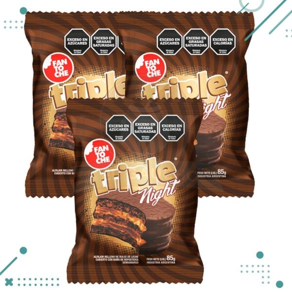 Alfajor Fantoche Triple NIGHT, Edicion Limitada (85gr)(pack de 3u)(255gr)