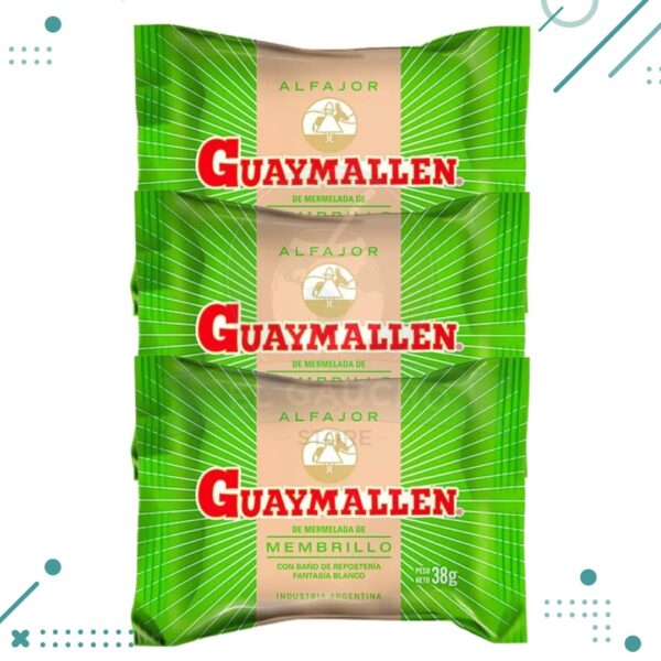 Alfajor Guaymallen Membrillo, con baño de Repostería Fantasía Blanco (38gr)(Pack de 3u)(114gr)