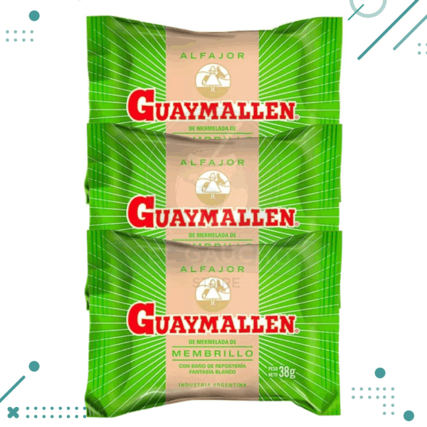 Alfajor Guaymallen Membrillo, con baño de Repostería Fantasía Blanco (38gr)(Pack de 3u)(114gr)