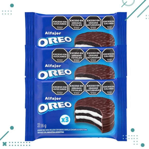 Alfajor Triple Oreo con Dulce de Leche y Vainilla 55g (pack 3un)(165gr)