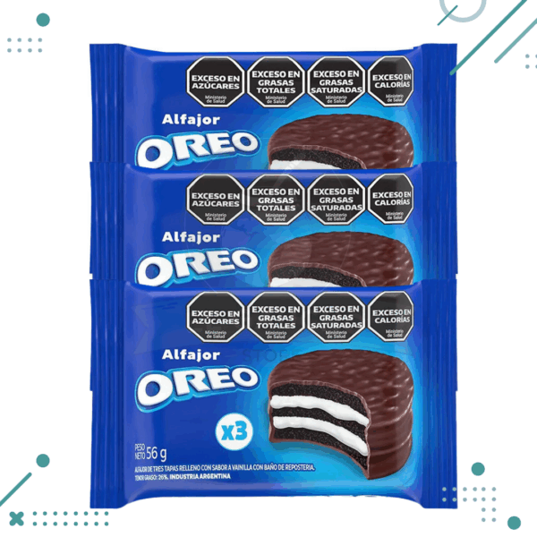 Alfajor Triple Oreo con Dulce de Leche y Vainilla 55g (pack 3un)(165gr)