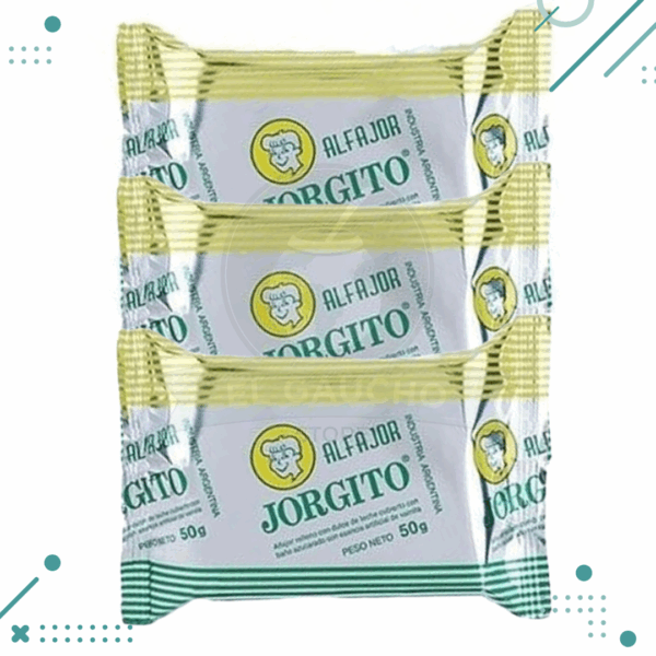 Alfajor Jorgito Azucarado, Dulce de Leche con Baño Azucarado (55gr)(Pack 3u)(165gr)