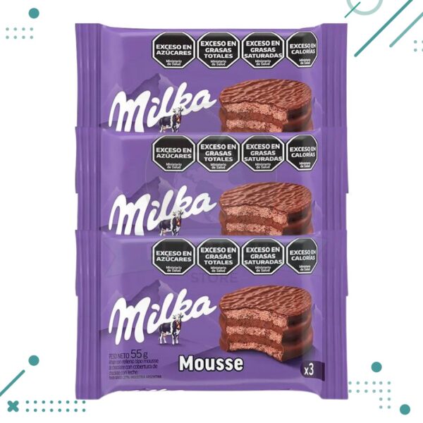 Alfajor Milka TRIPLE Mousse, Baño de Chocolate (55gr)(Pack de 3u)(165gr)