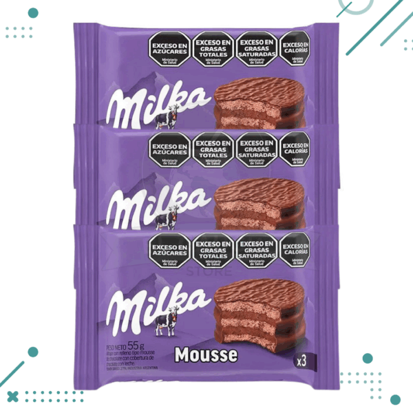 Alfajor Milka TRIPLE Mousse, Baño de Chocolate (55gr)(Pack de 3u)(165gr)