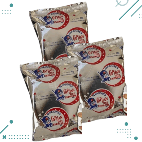 Alfajor Capitan del Espacio Blanco, relleno de Dulce de Leche, con Baño de Repostería Blanco (40gr)(Pack de 3un)(120gr)