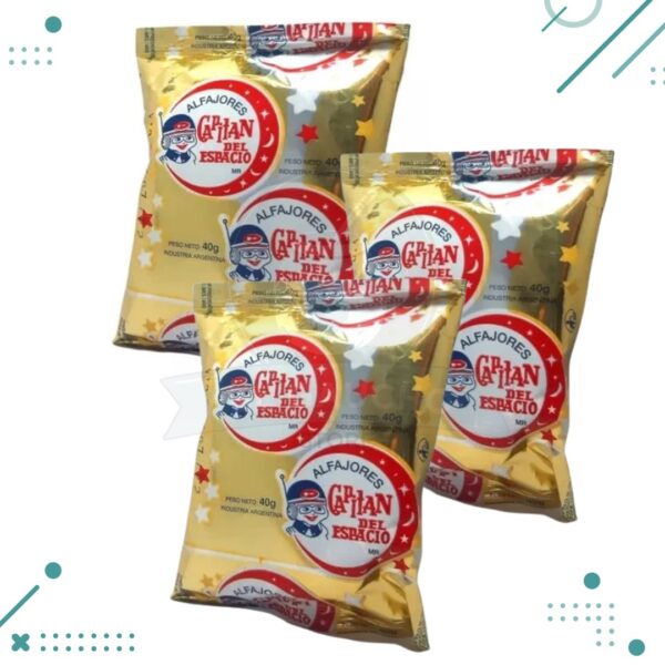 Alfajor Capitan del Espacio NEGRO, relleno de Dulce de Leche (40gr)(Pack de 3un)(120gr.)