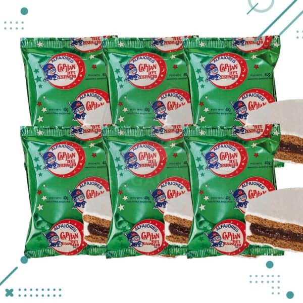 Alfajor Capitan del Espacio Membrillo, con baño de Repostería Fantasía Blanco (40gr.) (Pack de 6u.) (240gr.)