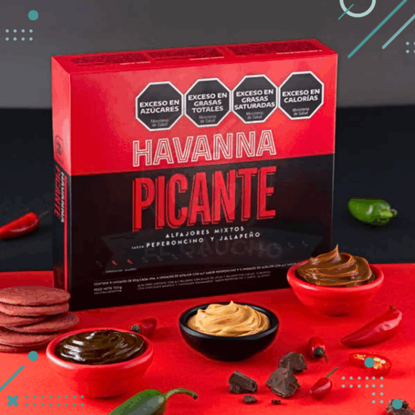 Nuevo Alfajor Havanna Picante, Caja de 9un (6un Peperoncino, 3un Jalapeño)(720gr)