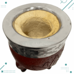 Mate Imperial Marron Cuero Repujado Virola De Alpaca + BOMBILLA de regalo - Imagen 3