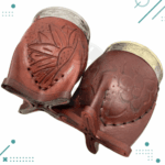 Mate Imperial Marron Cuero Repujado Virola De Alpaca + BOMBILLA de regalo - Imagen 2