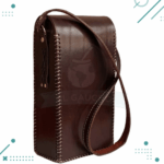 Portatermo PREMIUM Con Tapa 1 litro, 100% Cuero Premium MARRON OSCURO - Imagen 2