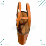 Canasta Bolso Matero 100% Cuero PREMIUM, color MARRON CLARO - Imagen 2