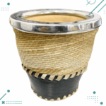 Mate Calabaza Tejido en Tiento, Color Negro (10cm Aprox.)