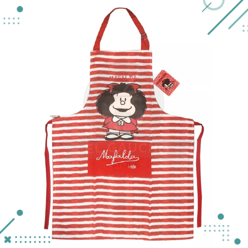 Diseno-sin-titulo-2025-02-27T113151.133.png Delantal Mafalda Gabardina, Rayas Rojas (85x58cm) - Imagen 1
