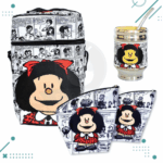 Kit Matero "Mafalda" Bolso+Yerbera(tela)+Azucarera(tela)+Mate+Bombilla