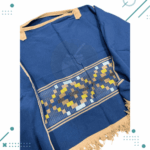 Poncho Argentino Con Hilo, Color Azul diseño Marron 140×180 - Imagen 4