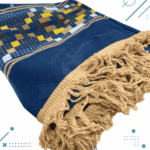 Poncho Argentino Con Hilo, Color Azul diseño Marron 140×180 - Imagen 3