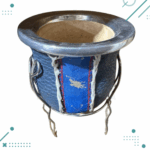 Mate Calabaza Con Pie Forrado en Cuero AZUL - Imagen 3