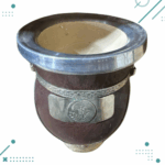 Mate de Cuero Argentino 100% con terminaciones en Alpaca + Bombilla de Regalo - Imagen 3