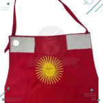 Delantal Parrillero + Repasador (Diseño Argentina) - Color Rojo Franjas Cortas Celeste Y Blanco - Imagen 5