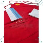 Delantal Parrillero + Repasador (Diseño Argentina) - Color Rojo Franjas Cortas Celeste Y Blanco - Imagen 4