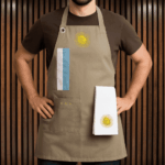 Delantal Parrillero + Repasador (Diseño Argentina) - Color Marrón Claro