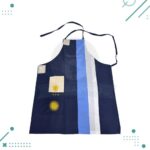 Delantal Parrillero + Repasador (Diseño Argentina) - Color Azul Franjas Largas Celeste Y Blanco - Imagen 5