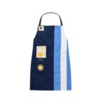 Delantal Parrillero + Repasador (Diseño Argentina) - Color Azul Franjas Largas Celeste Y Blanco