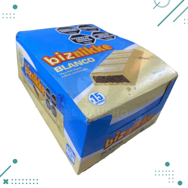 Chocolate Biznikke BLANCO, (28gr.) CAJA X 15U (420Gr)