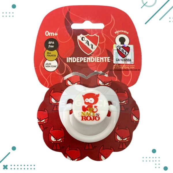 Chupete Redondo Independiente "NACI ROJO" (0m) (Blanco)