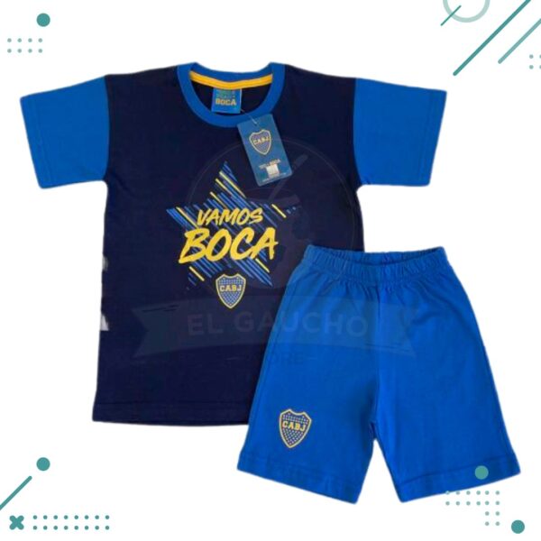 Pijama conjunto remera y short color azul marino (Talle L)