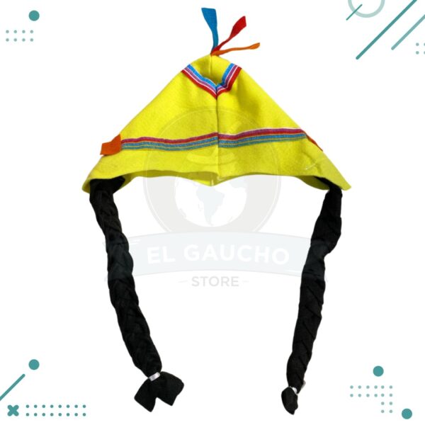Sombrero niño - coya con trenzas AMARILLO