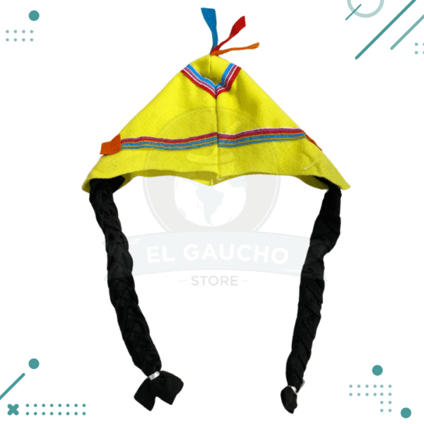 Sombrero niño - coya con trenzas AMARILLO