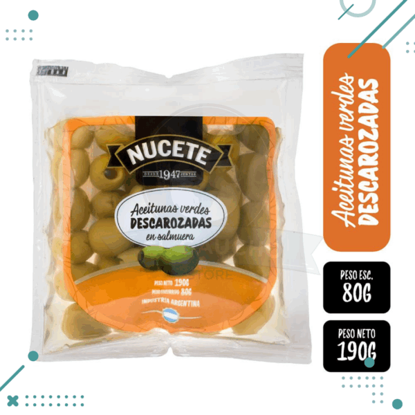 Aceitunas Verdes Descarozadas Nucete 190Gr