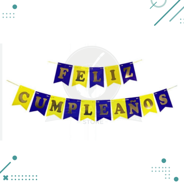Banderin azul y amarillo "FELIZ CUMPLEAÑOS" (2mts.)