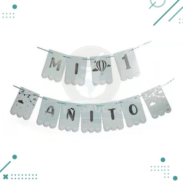 Banderin "MI PRIMER AÑITO" CELESTE (2mts.)