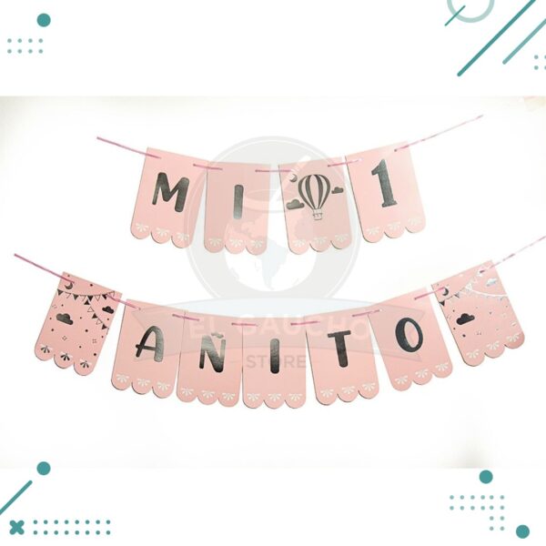 Banderin "MI PRIMER AÑITO" ROSA (2mts.)