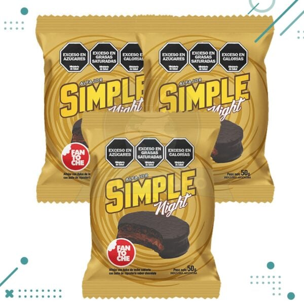 Alfajor Fantoche Simple Night 50g (3 Unidades)(150g)
