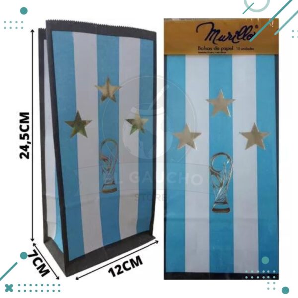 BOLSITA DE PAPEL CUMPLEAÑOS SELECCION ARGENTINA (COPA) x10un
