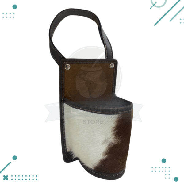 Porta Mate Para Auto De Cuero Con Pelo De Vaca MARRON