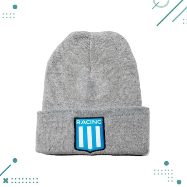 Gorro Lana Bordado Escudo Racing (Gris)
