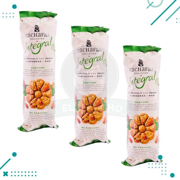 Galletitas Integral Cachafaz avena, granola, almendras y maní 225 g (pack 3u) 675Gr