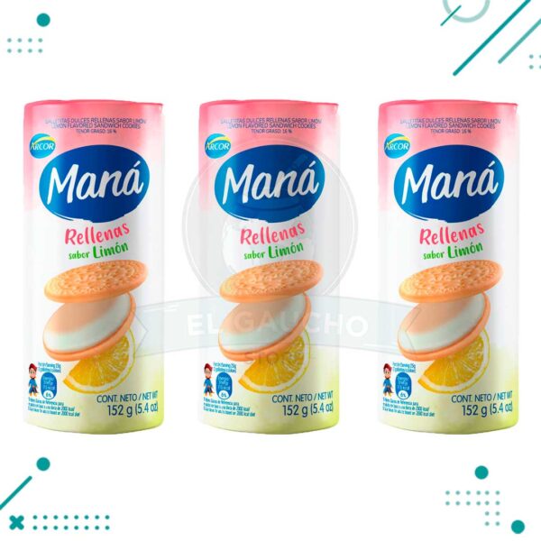 Galletitas Mana RELLENA Limon (152gr.) (Pack de 3u) (456gr)