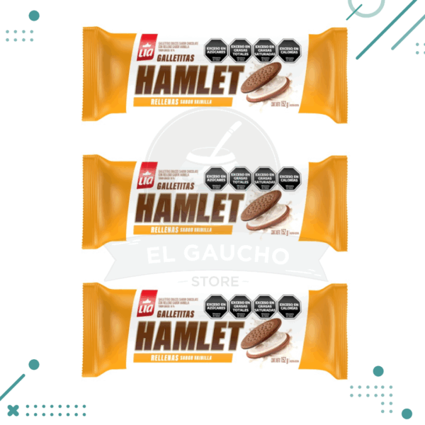 Galletitas HAMLET chocolate rellenas de vainilla 152gr (pack x3un.) 456gr
