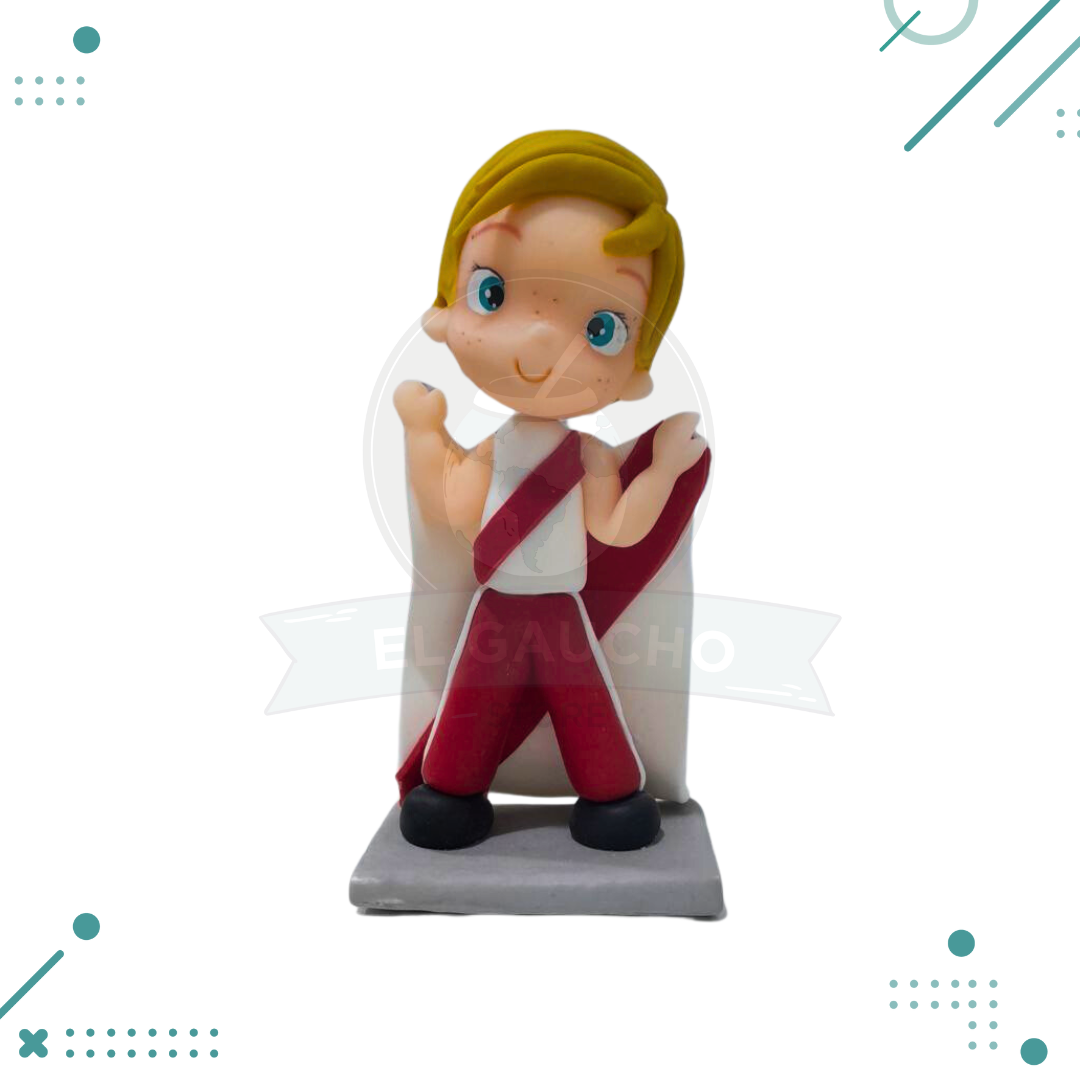 JUGADOR-CON-BANDERA.png Adorno para Torta - hincha con bandera RIVER PLATE 17cm Aprox - Imagen 1