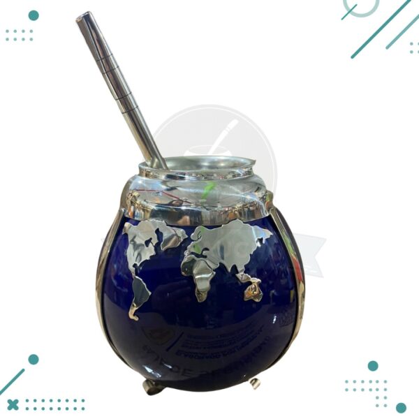 Mate MAPA MUNDI 100% Artesanal + Bombilla de Acero Inoxidable